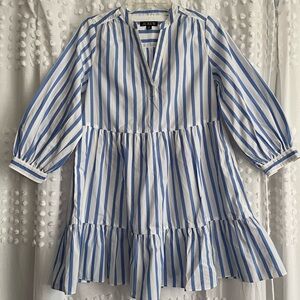 J Crew Blue & White Stripe Baby Doll Summer Dress Size XXSP